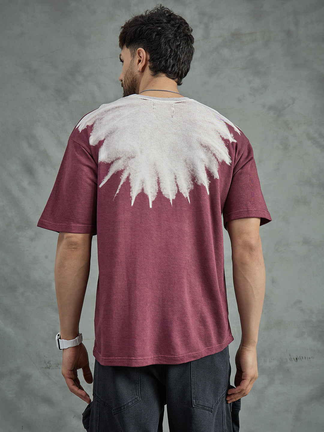Heather Rose Ombre Star Embroidery Oversized T-shirt