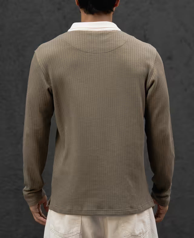 Green Olive Regular Fit Full Sleeves T-Shirt