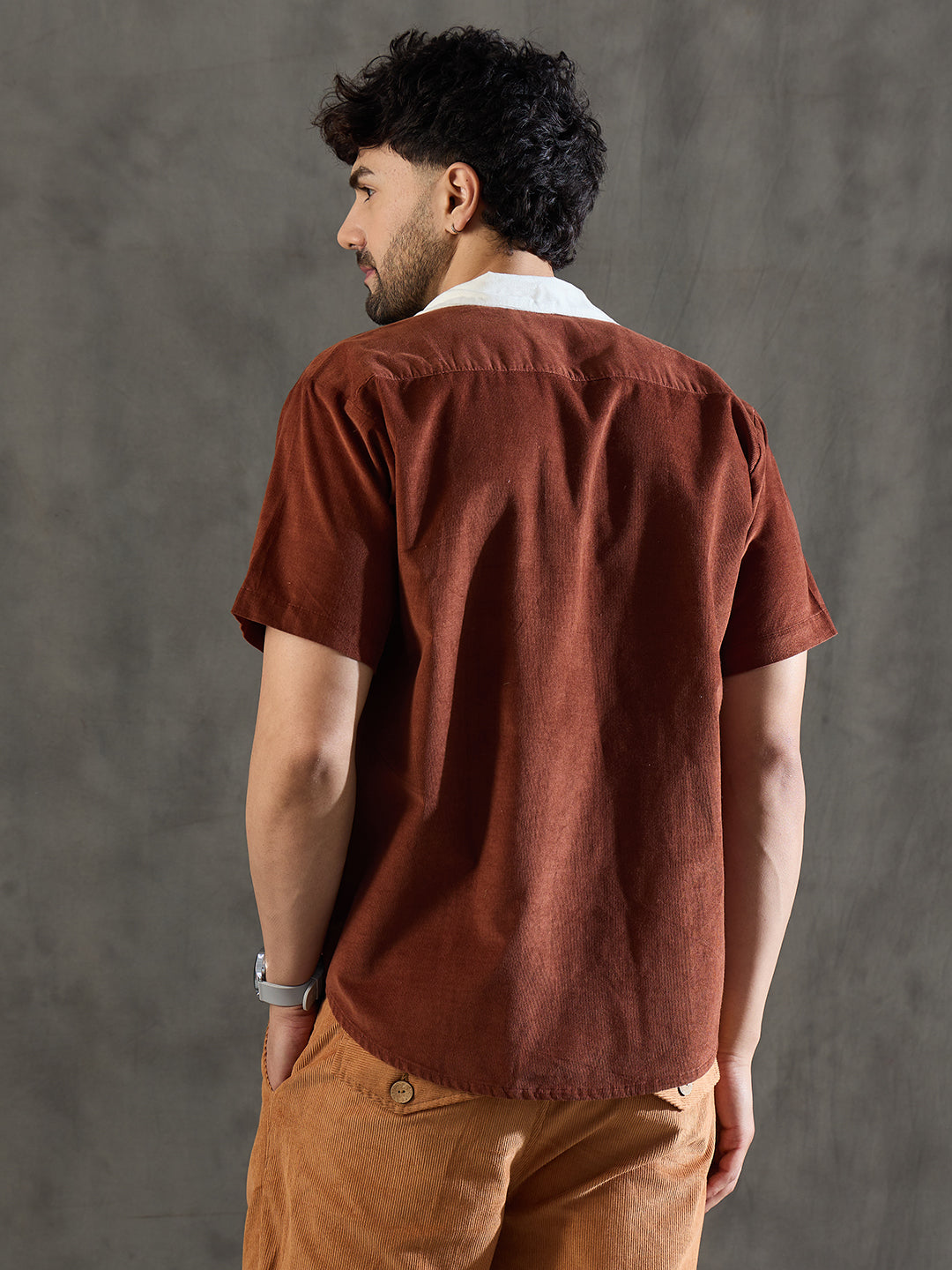 Brown Dragon Fly Embroidery Cuban Shirt