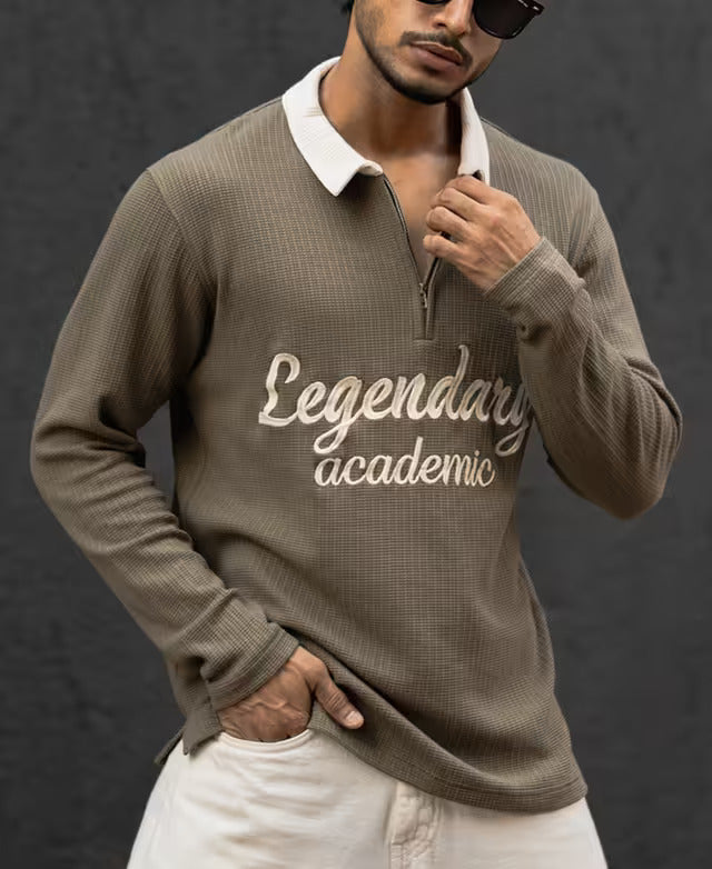 Green Olive Regular Fit Full Sleeves T-Shirt