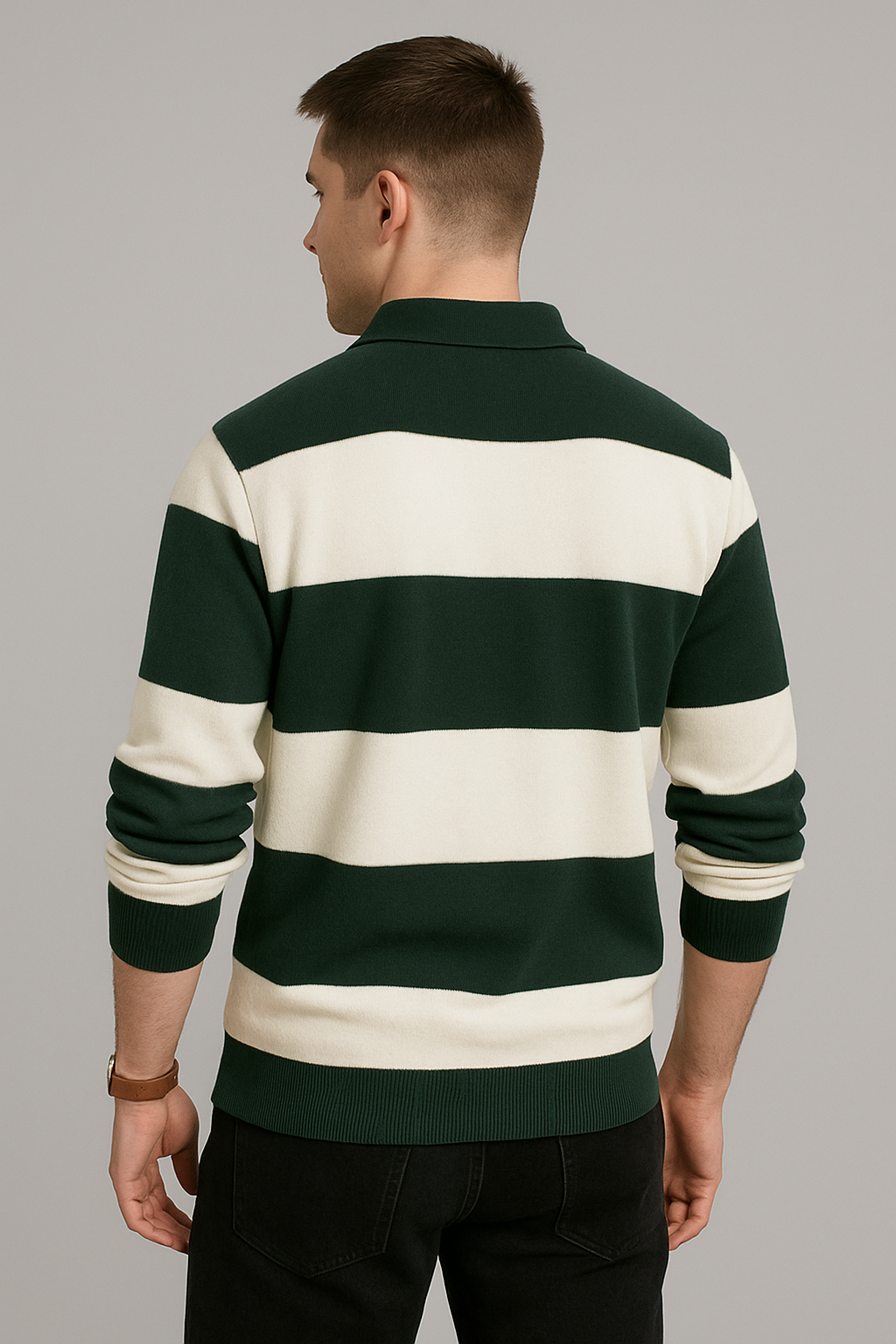 Bottle Green And Butter Regular Fit Full Sleeves T-Shirt