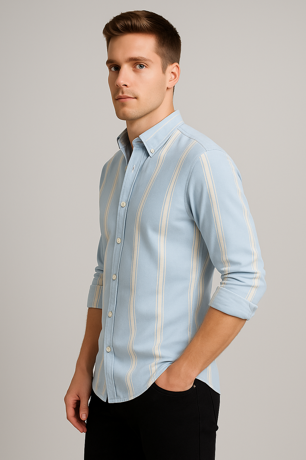Light Blue Broad Stripe Shirt