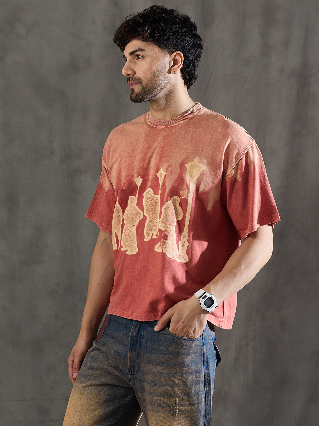 Rust Ombre Unknown Men Graphic Oversized Tshirt
