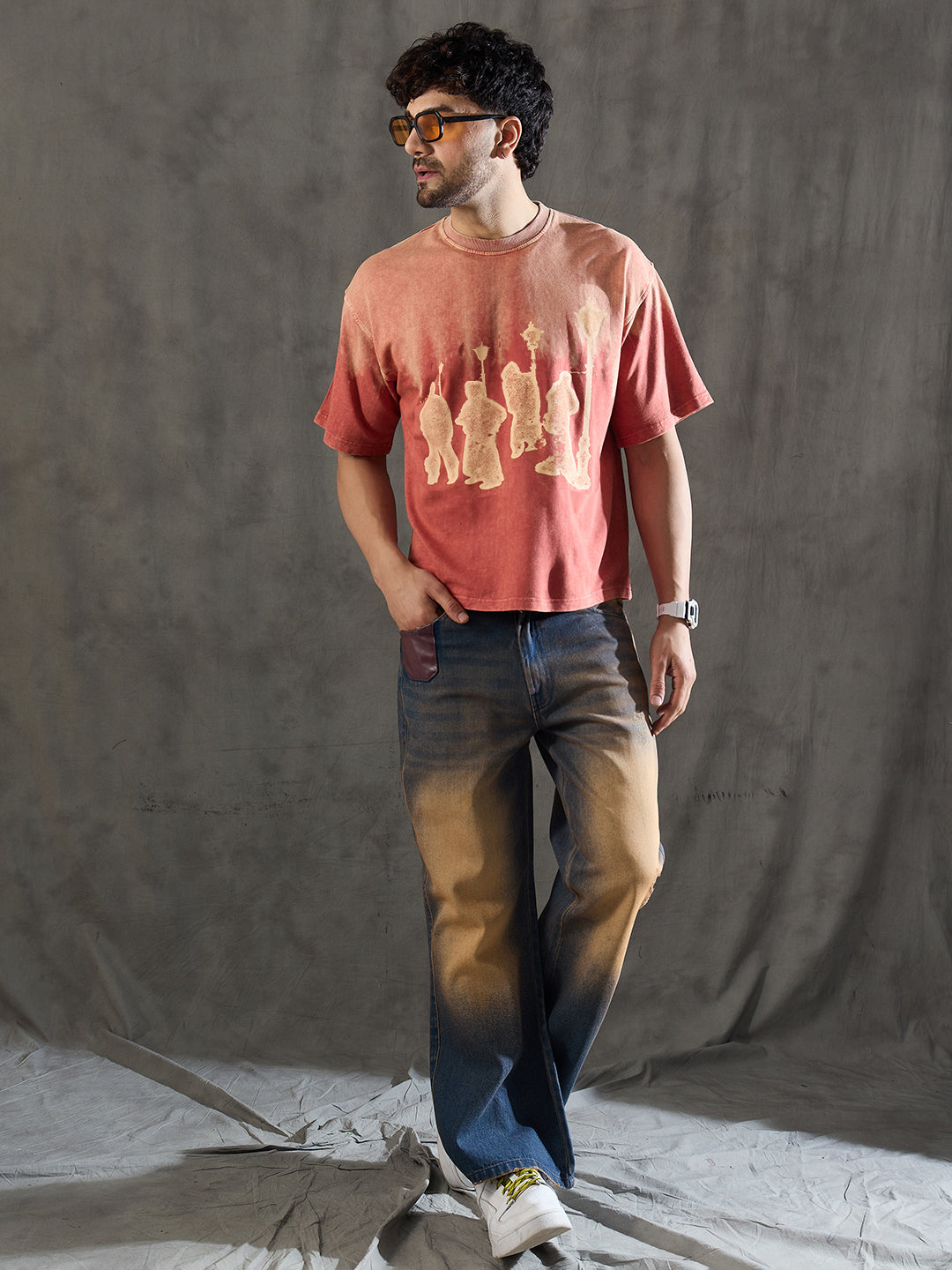 Rust Ombre Unknown Men Graphic Oversized Tshirt