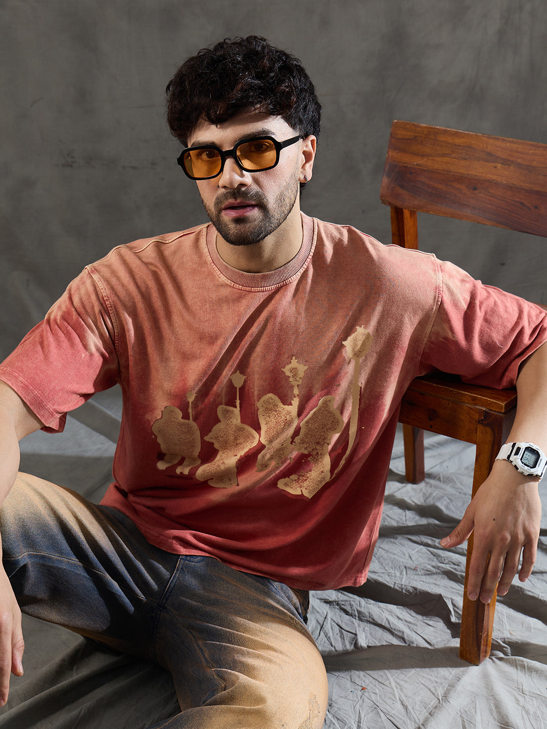 Rust Ombre Unknown Men Graphic Oversized Tshirt