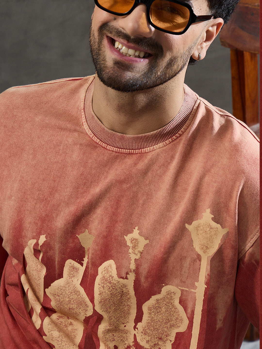 Rust Ombre Unknown Men Graphic Oversized Tshirt