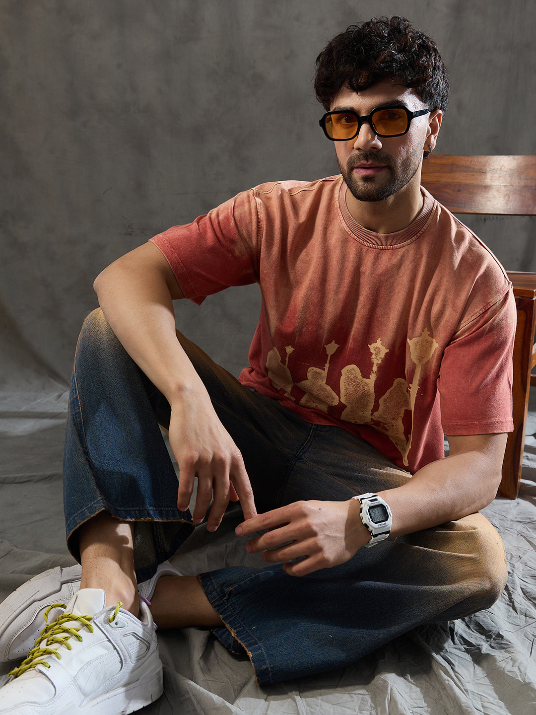 Rust Ombre Unknown Men Graphic Oversized Tshirt
