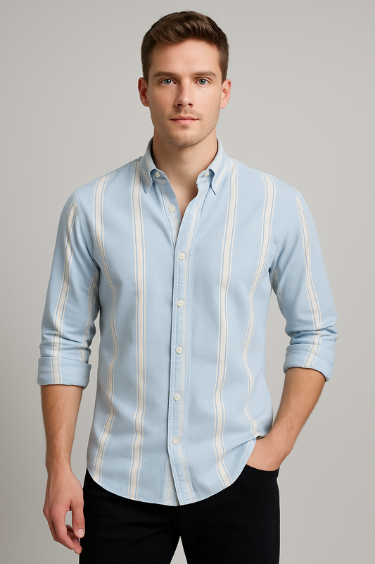 Light Blue Broad Stripe Shirt