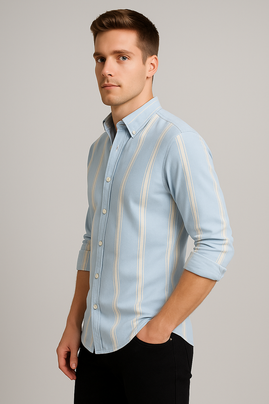 Light Blue Broad Stripe Shirt